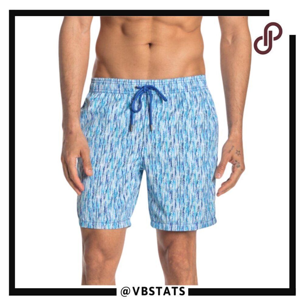 Mr. Swim Paint Smudge Swim Trunks in Blue and White Size Small (NWT)